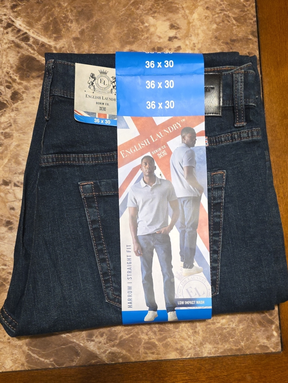 English Laundry Men’s Dark Indigo Straight Jeans